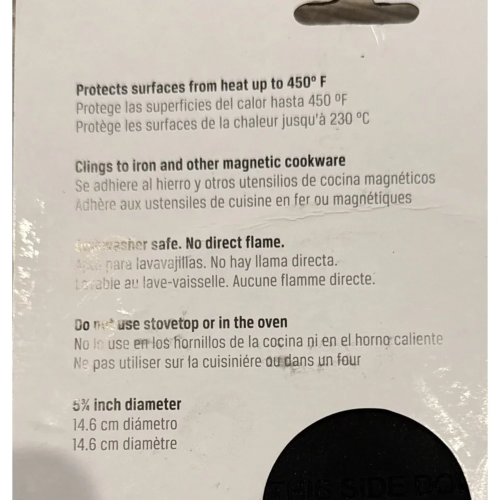 Lodge Cast Iron Silicone Magnetic‎ Trivet Black Round 5.75